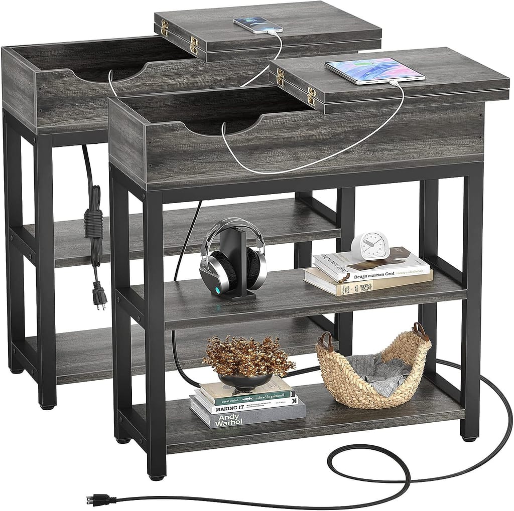 Narrow End Table With Storage