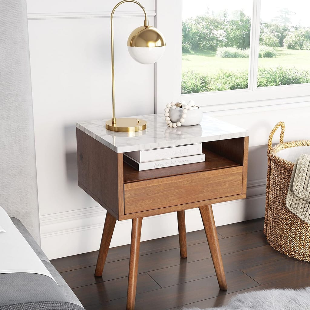 White Storage Nightstand