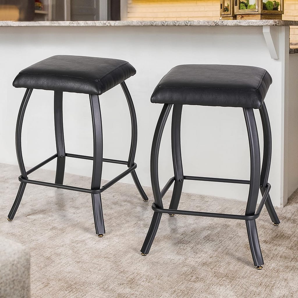 Black Leather Counter Stools