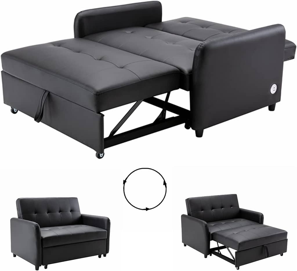 Leather Pulls Out Sofa Bed