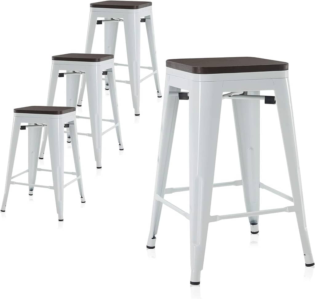 White and Wood Bar Stools