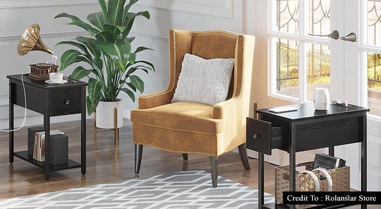 narrow end table with drawer