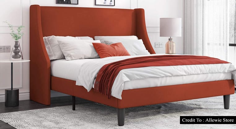 wood and upholstered bed