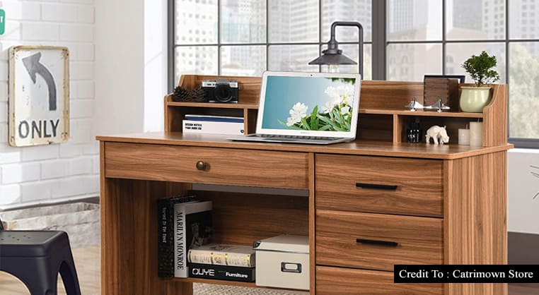 small office desk with drawers