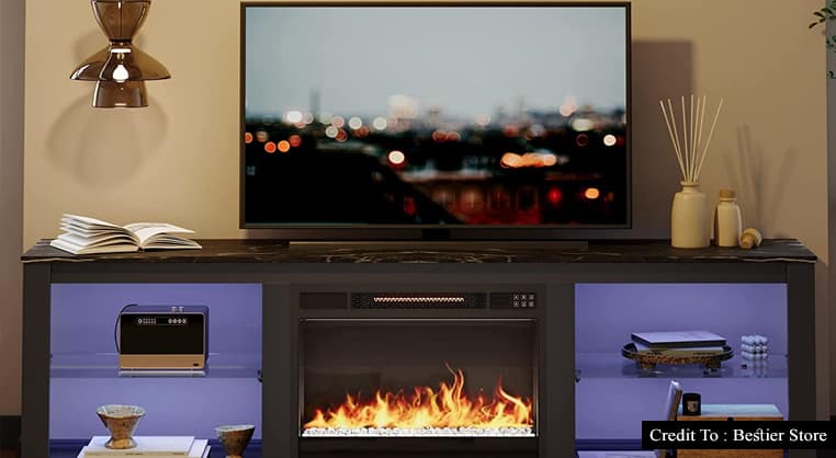 black electric fireplace tv stand
