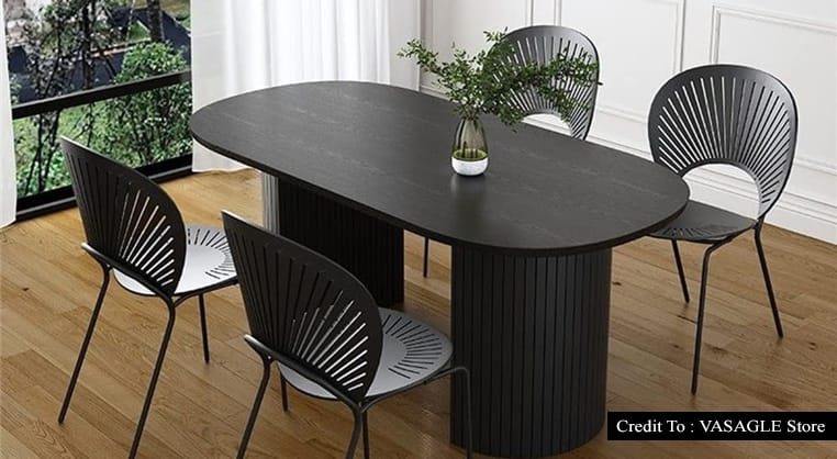 black oval dining table