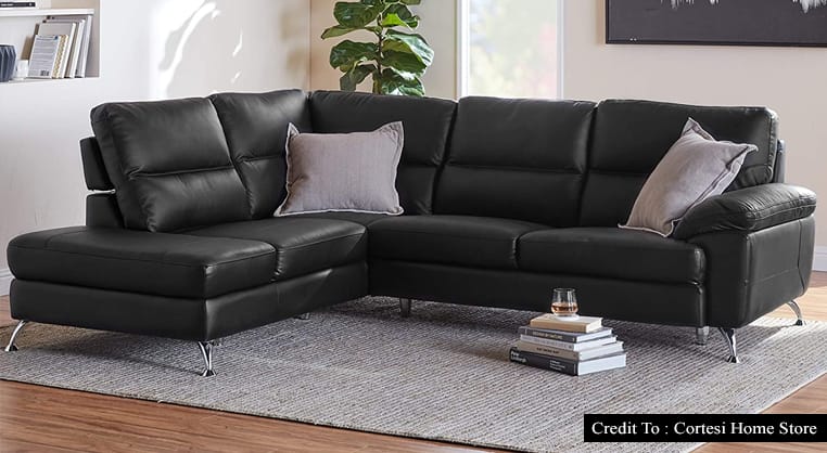 black sectional with chaise