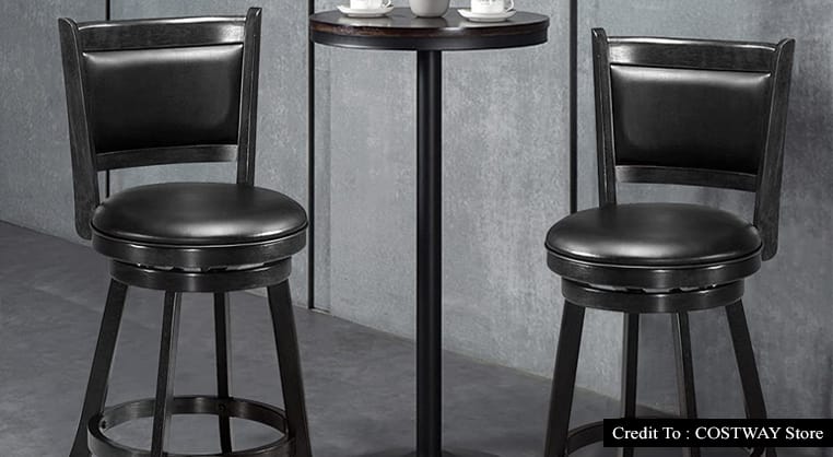 black wooden bar stools