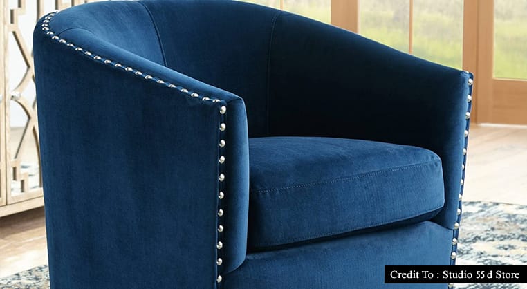 blue swivel accent chair