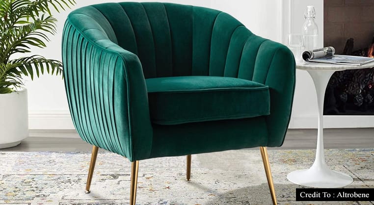 green velvet arm chair