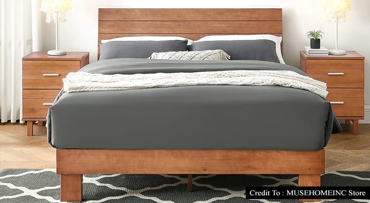 low wooden bed frame