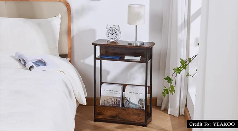 narrow end table with storage