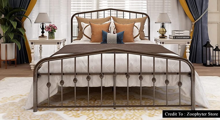 queen size metal bed frame with headboard