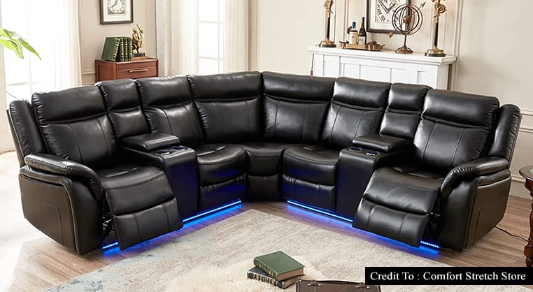 small sectional sofa with recliner