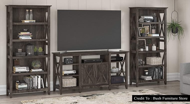 tv stand with bookshelves