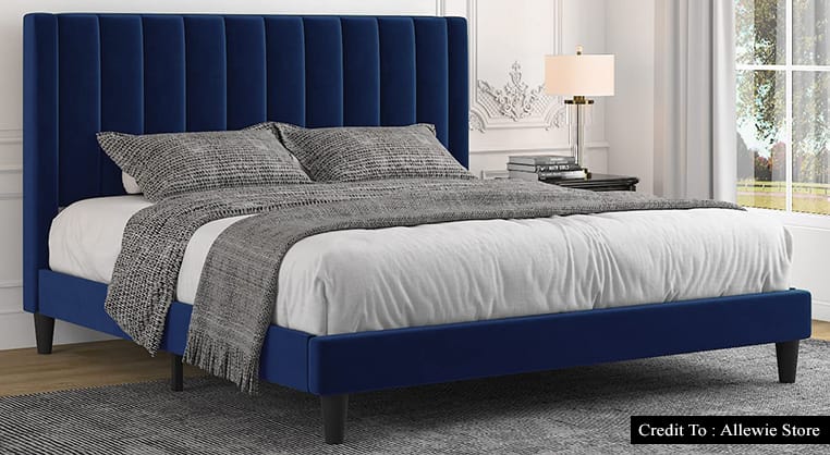 velvet upholstered bed
