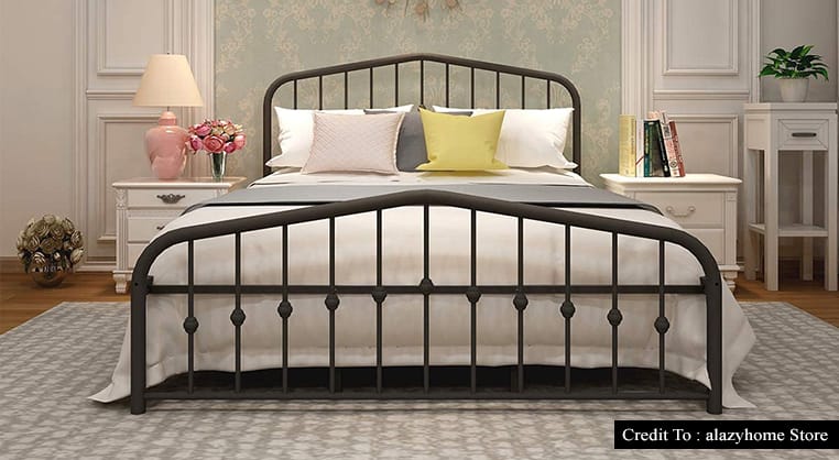 white metal bed frame queen