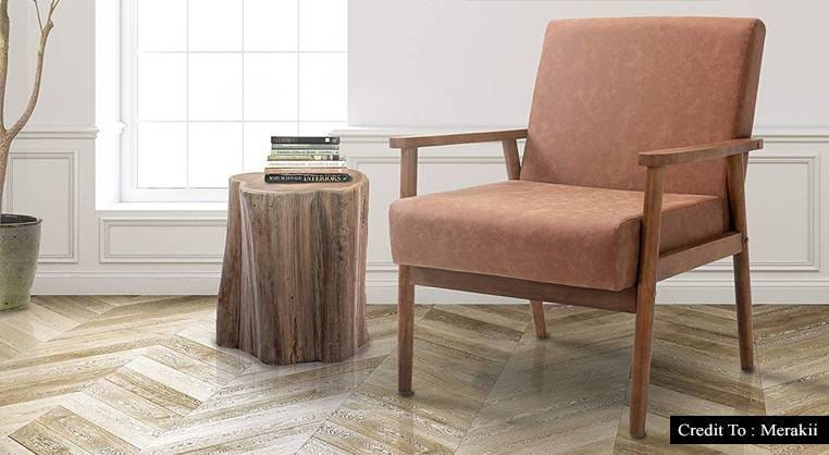 wood arm accent chair