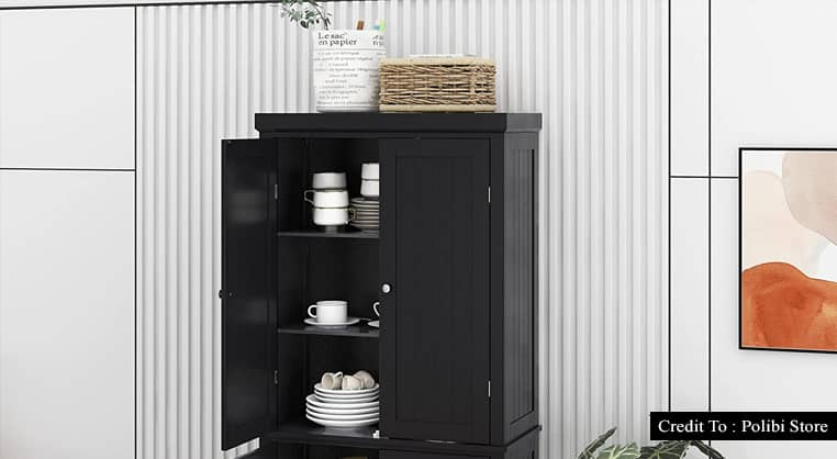 black pantry cabinet
