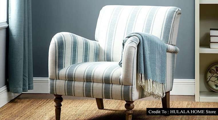 blue pattern accent chair