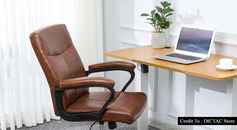 brown leather desk chair