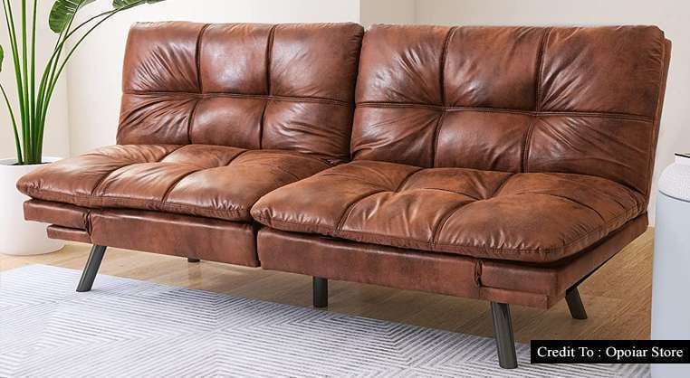 Brown Leather Futon