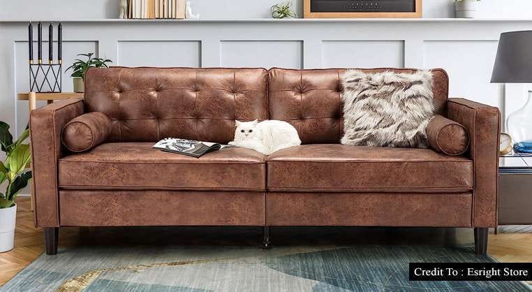Curved leather couch