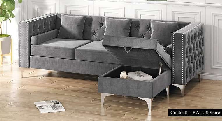 Grey Tufted Sectional
