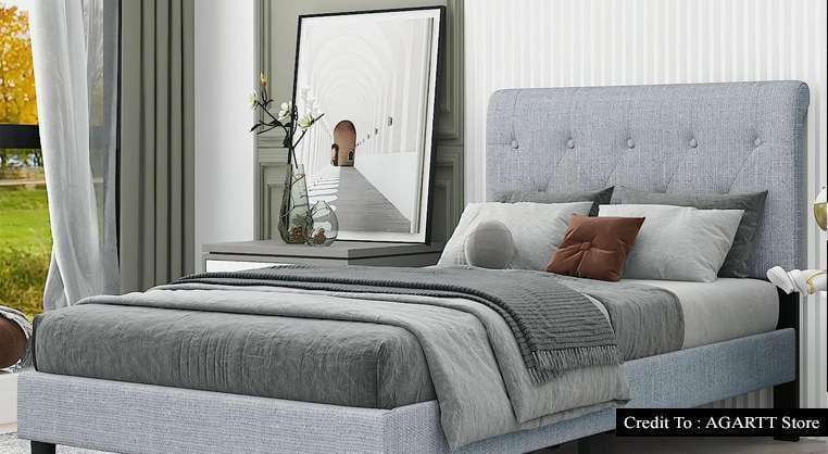 light grey bed frame