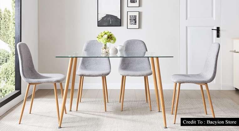 Modern Glass Dining Table Set For 4