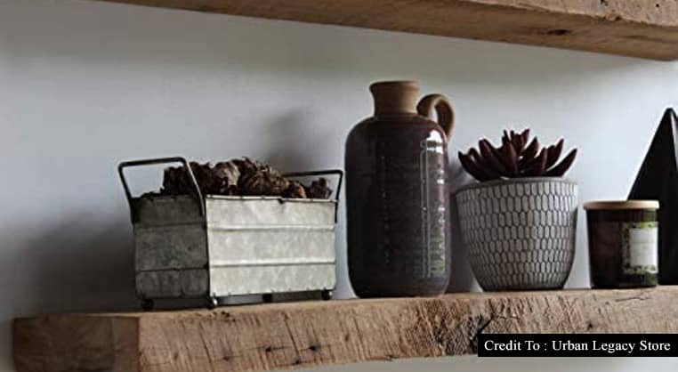 reclaimed wood floating shelves