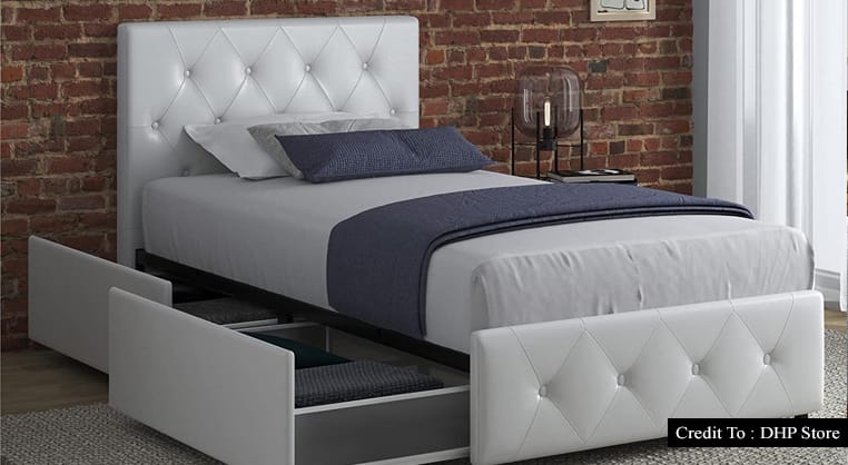 upholstered bed frame with storage