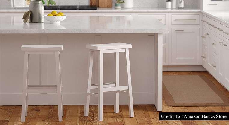 white and wood bar stools