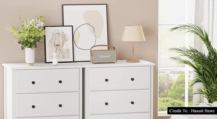white and wood dresser