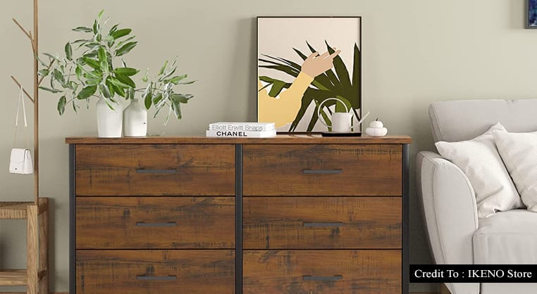 wood and metal dresser